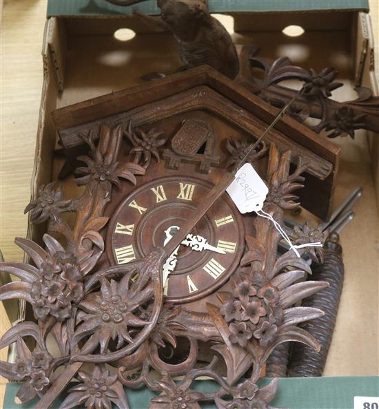 A Black Forest walnut cuckoo clock